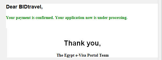 Pago visado egipto aceptado y esperando aprobación