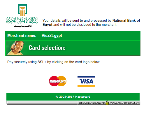 Visa Egipto - paso 7 pasarela de pago del Visado a Egipto